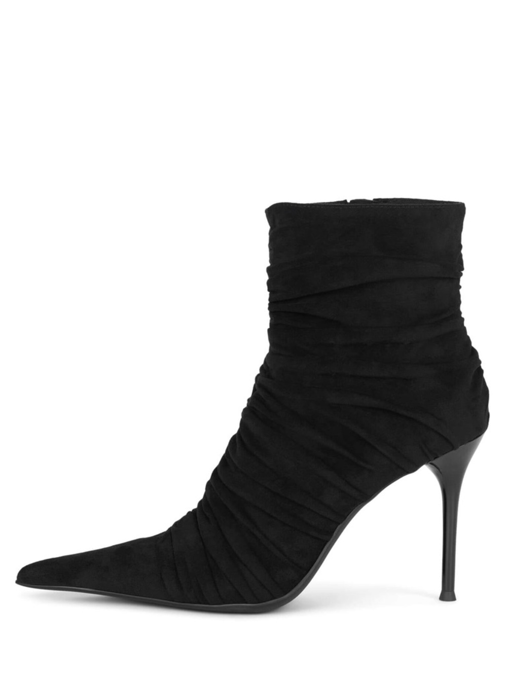 Jeffrey Campbell Let's Go Pointed Toe Booties In Black Ruched Suede